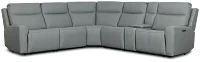 Flexsteel Sterling Blue Lthr/vinyl Medium Triple Power 2-arm Sectional
