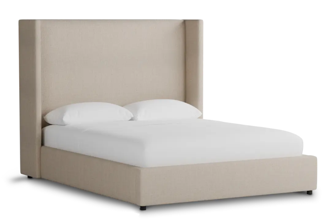 Captiva Linen Beige 60" Upholstered Shelter Bed Captiva Linen Beige 60" Upholstered Shelter Bed