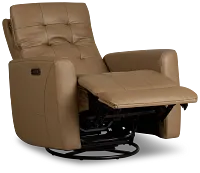 Izzy Brown Lthr/vinyl Power Swivel Glider Recliner