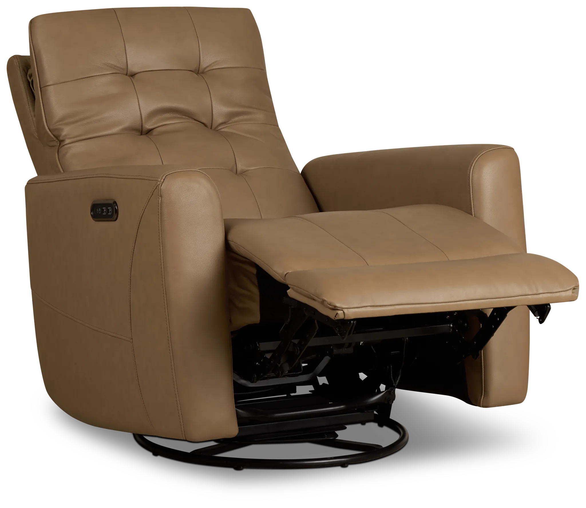 Izzy Brown Lthr/vinyl Power Swivel Glider Recliner