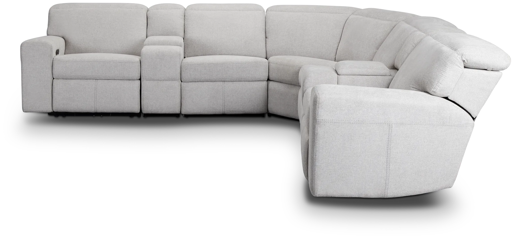 Callum Light Gray Fabric Large Triple Power Reclining Two-arm Sectional