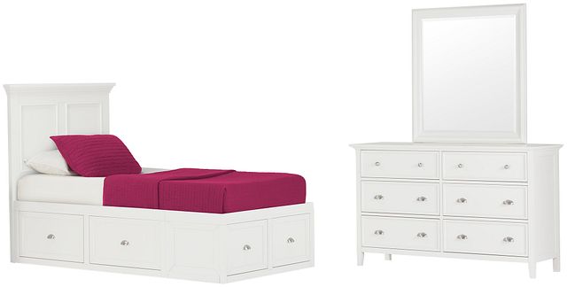 Spencer White 4-drawer Platform Storage Bedroom