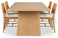 Malibu Light Tone Rect Table & 4 Woven Chairs