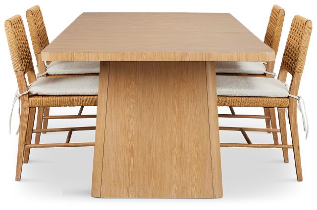 Malibu Light Tone Rect Table & 4 Woven Chairs