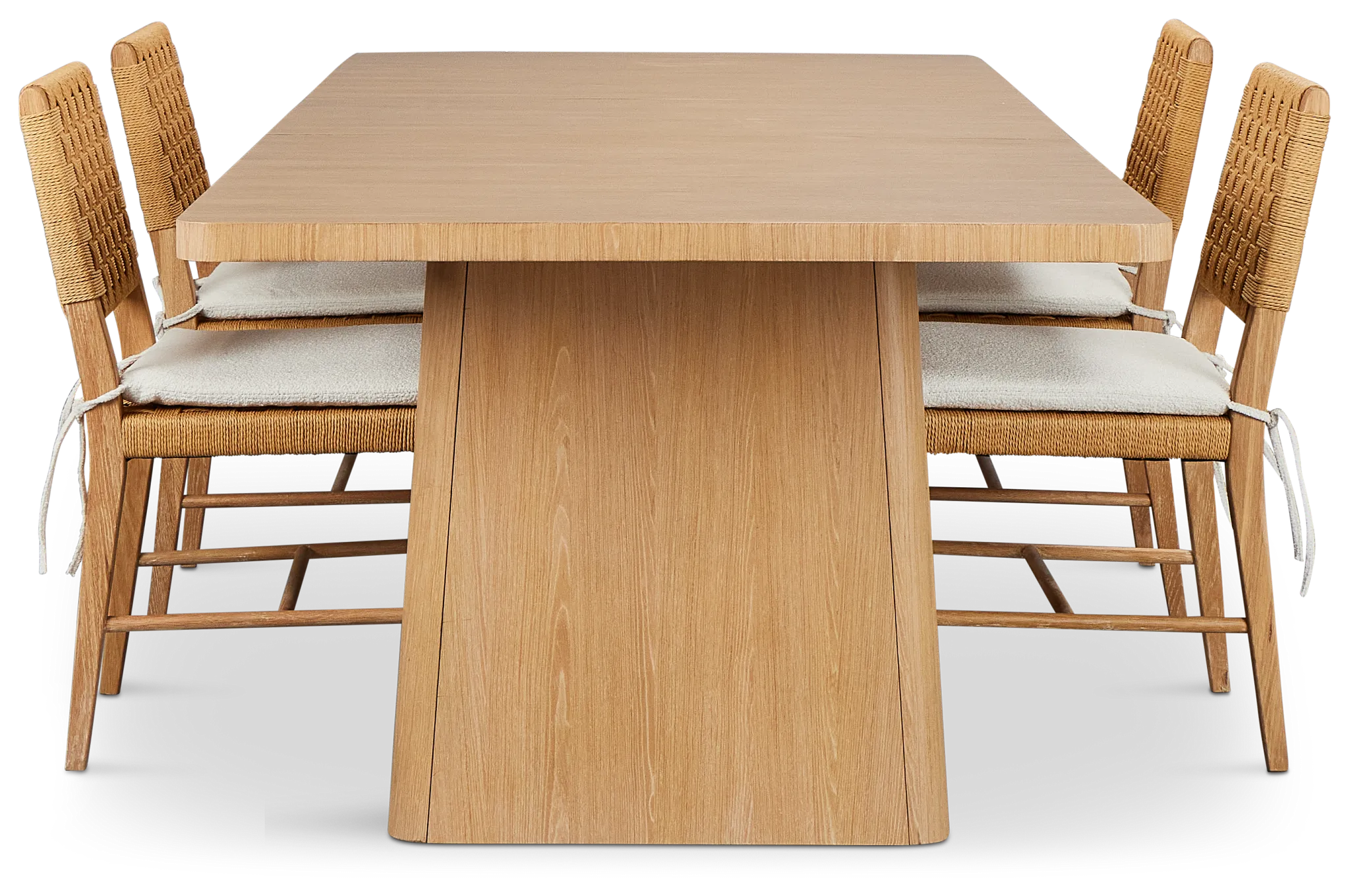 Malibu Light Tone Rect Table & 4 Woven Chairs