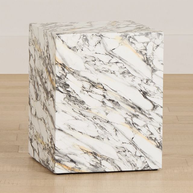 Sebbie White Square End Table