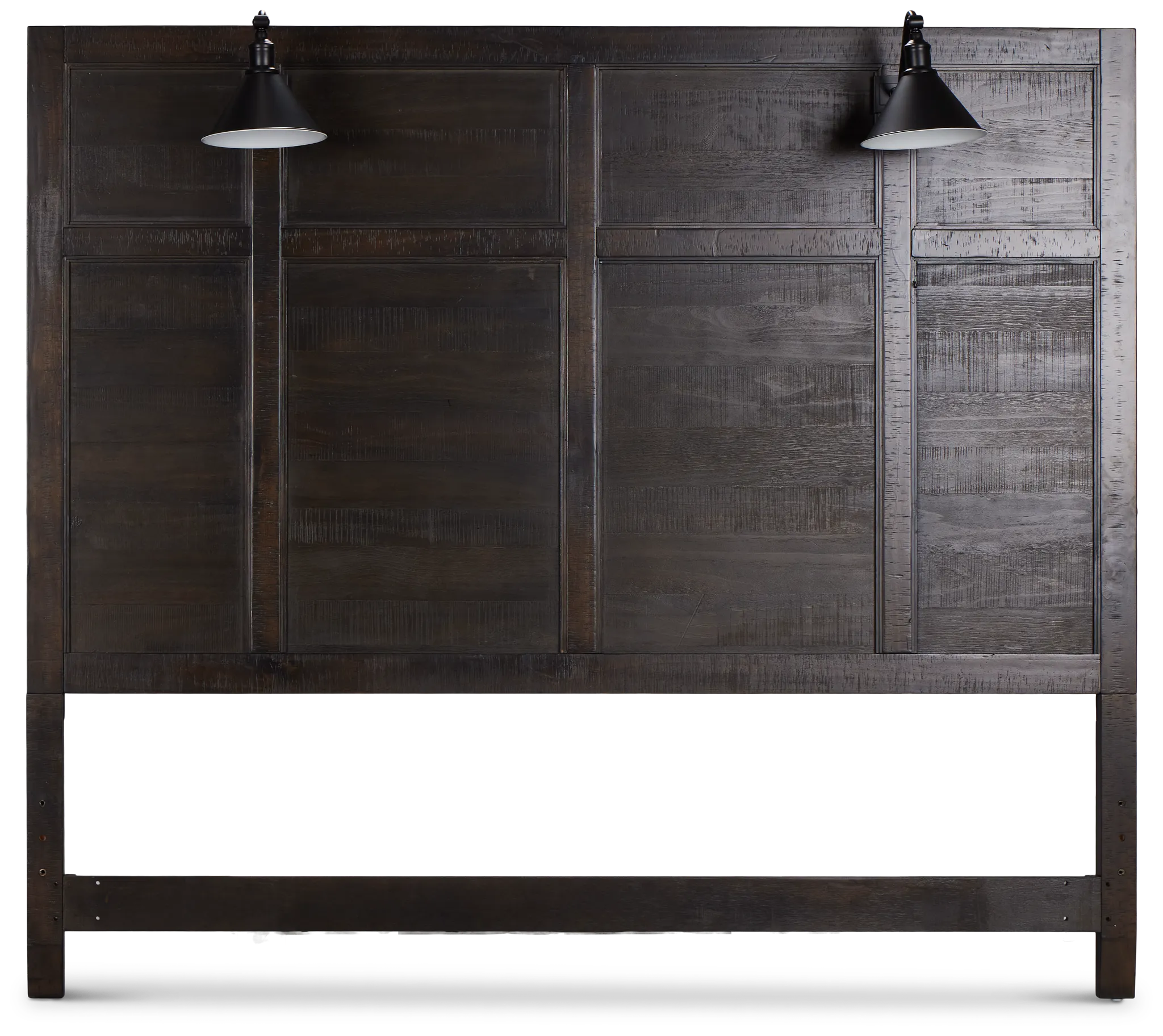 Heron Cove Dark Tone Panel Headboard With Lights