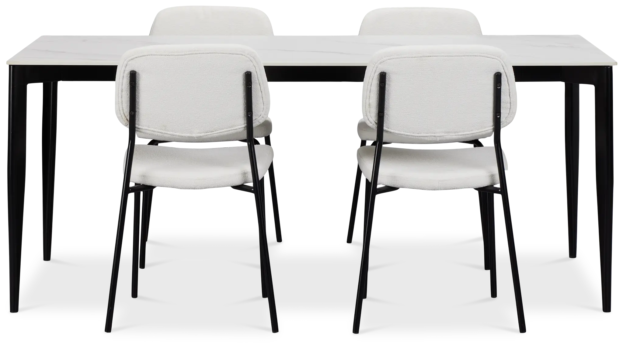 Andover White Rect Table & 4 White Upholstered Chairs Andover White Rect Table & 4 White Upholstered Chairs
