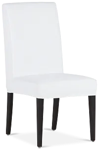 Destination White Short Slipcover Chair With Dark-tone Leg