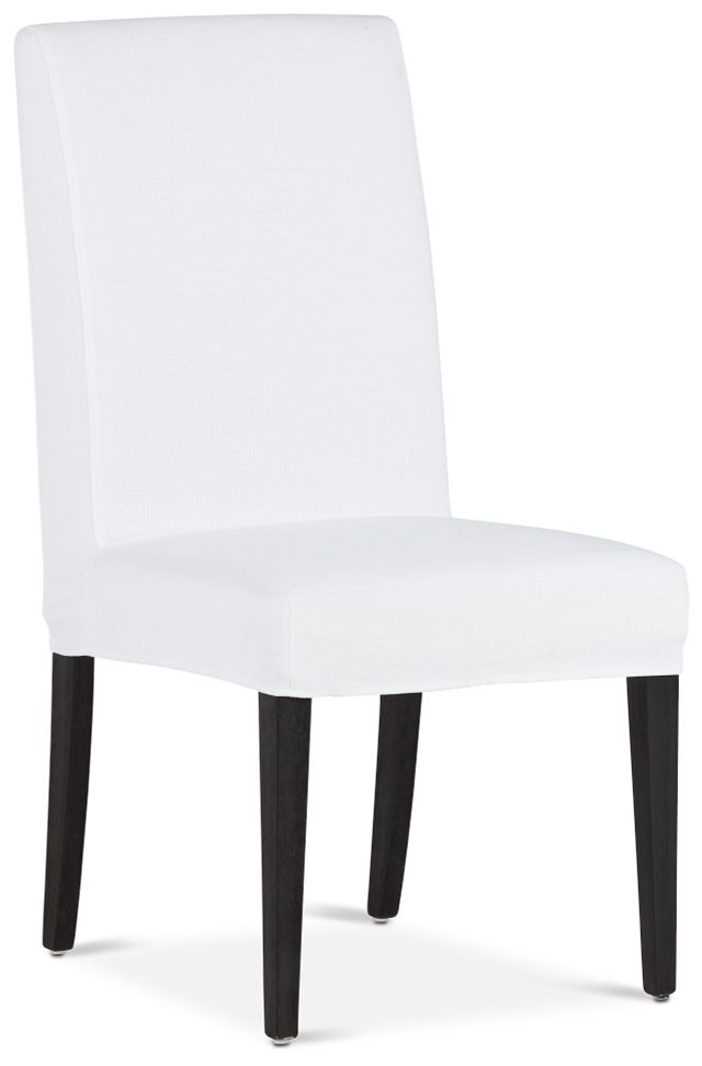 Destination White Short Slipcover Chair With Dark-tone Leg (1)