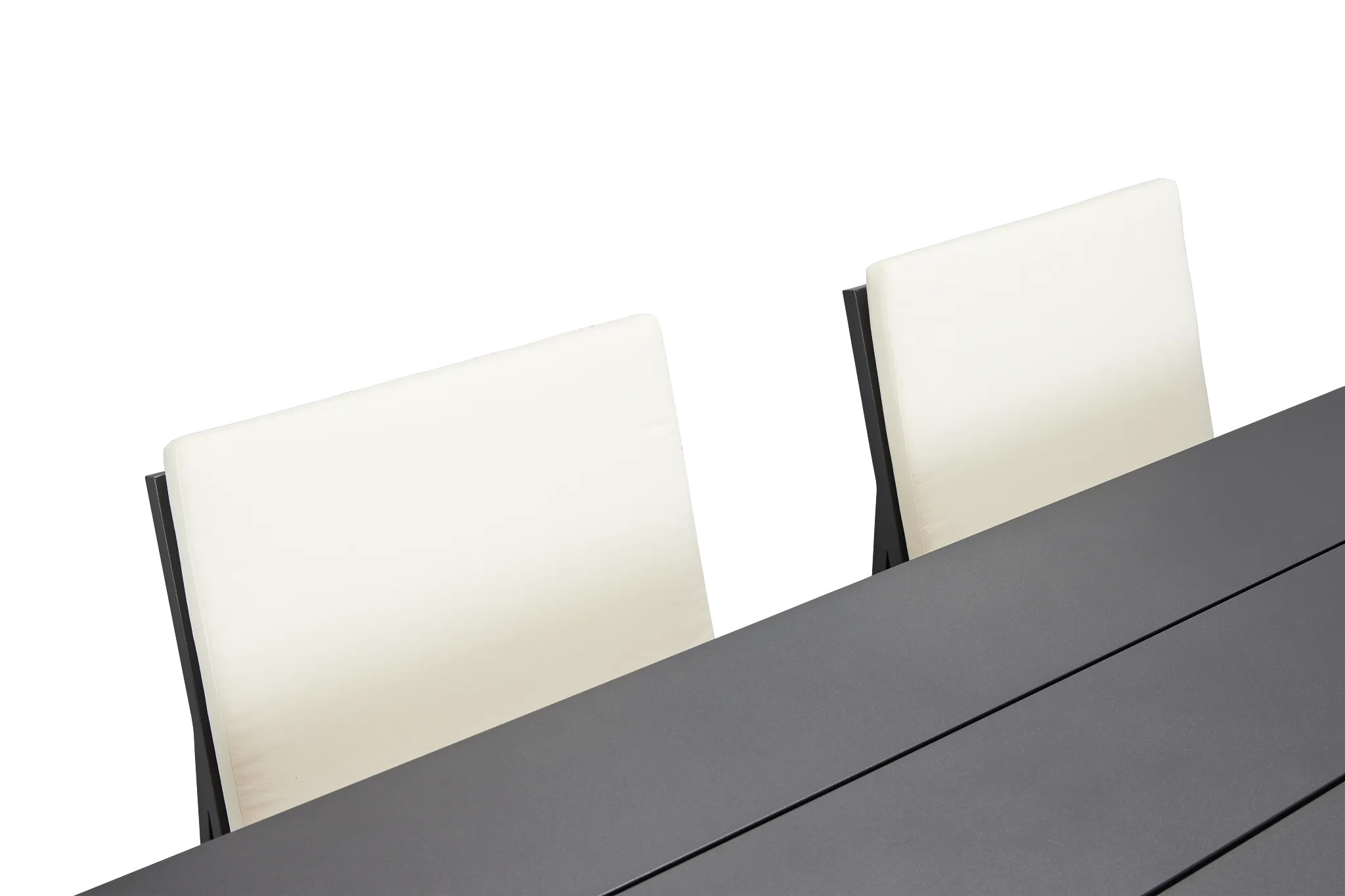 Linear Dark Gray White 87" Aluminum Table & 4 Cushioned Side Chairs