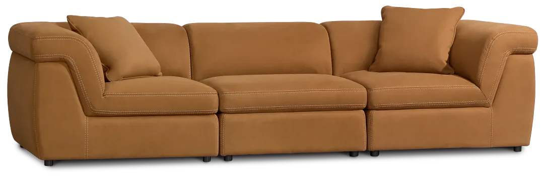 Aria Medium Brown Micro Immersive 3-piece Modular Sofa