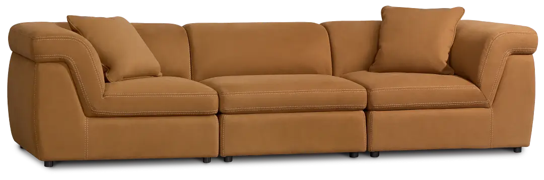 Aria Medium Brown Micro Immersive 3-piece Modular Sofa Aria Medium Brown Micro Immersive 3-piece Modular Sofa
