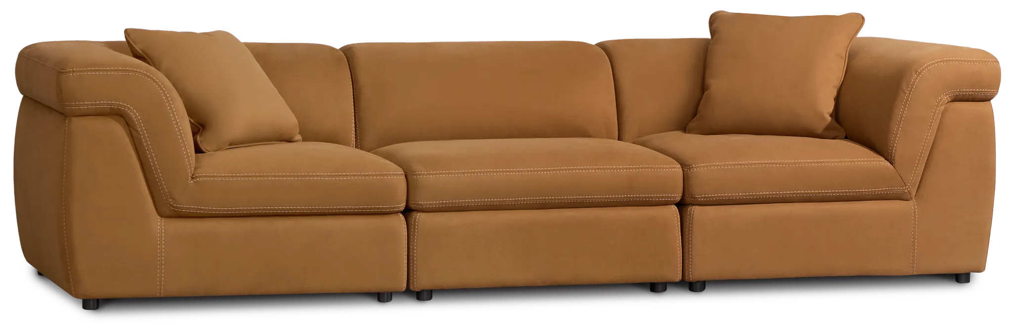 Aria Medium Brown Micro Immersive 3-piece Modular Sofa