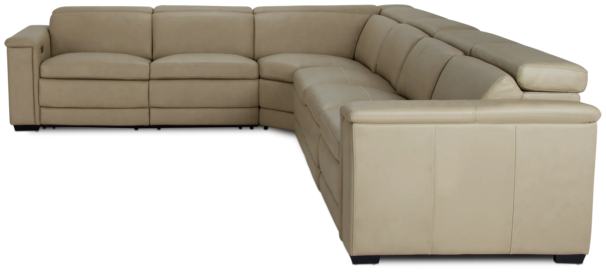 Ainsley Beige Leather Large Dual Power Reclining Two-arm Sectional