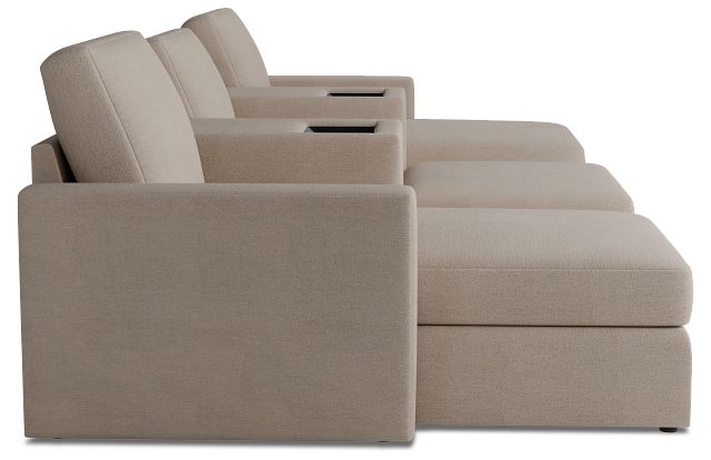 Citymod Beige Fabric 6-piece Home Theater With Media Consoles
