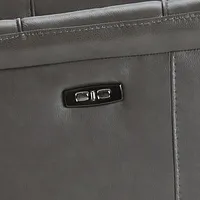 Owen Dark Gray Leather Power Glider Recliner With Power Headrest