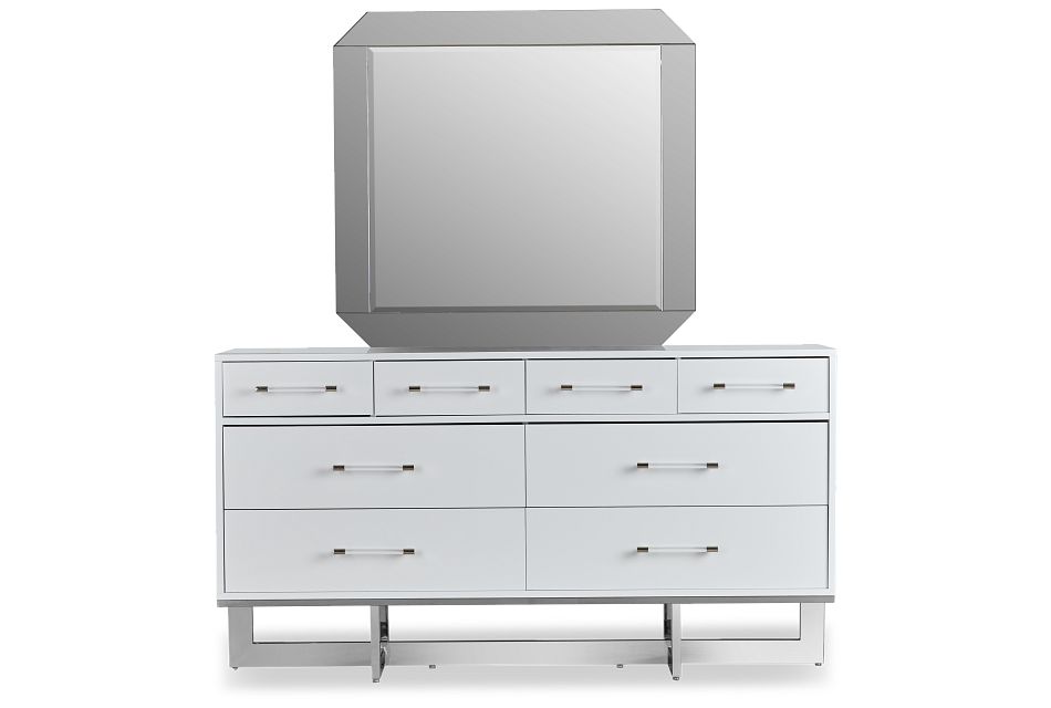 Cortina White Dresser & Mirror