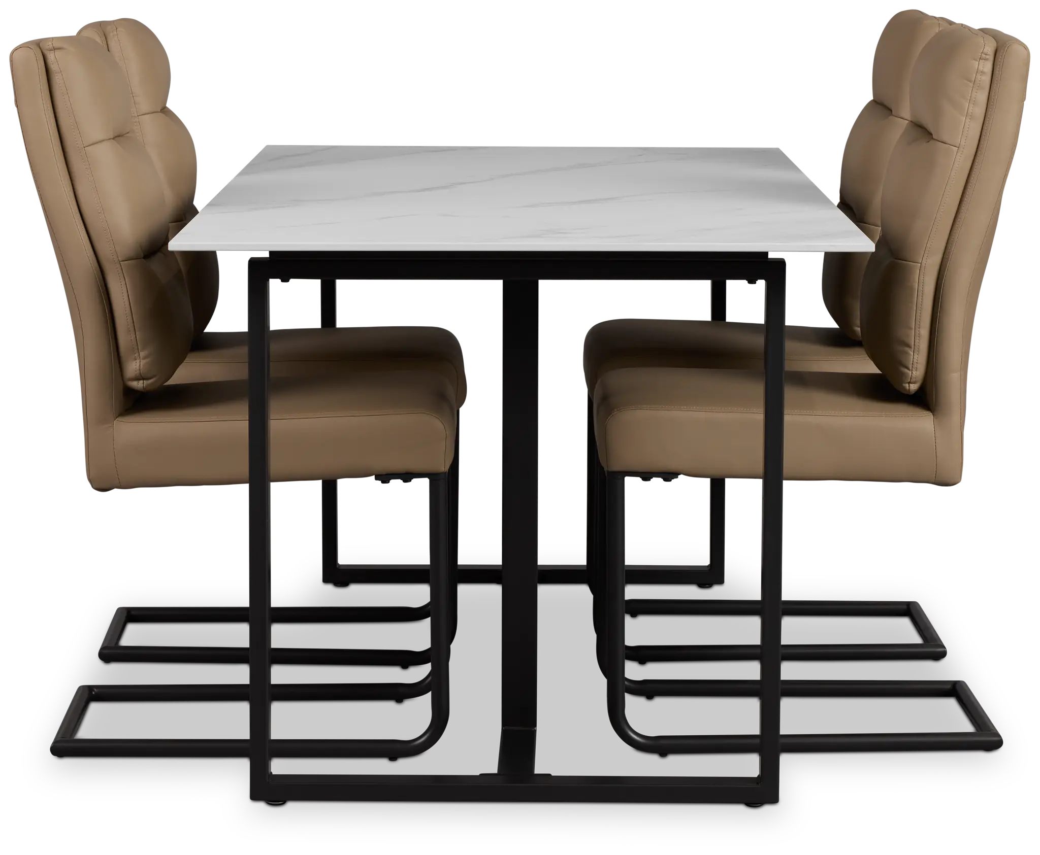 Paxton White Rect Table & 4 Taupe Upholstered Chairs Paxton White Rect Table & 4 Taupe Upholstered Chairs