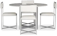 Amalfi White Marble Round Table & 4 Metal Chairs