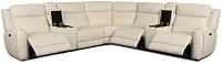 Walker Ivory Lthr/vinyl Large Triple Power Reclining Two-arm Sectional