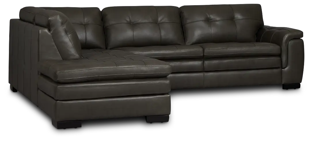 Braden Dark Gray Leather Small Left Bumper Sectional Braden Dark Gray Leather Small Left Bumper Sectional