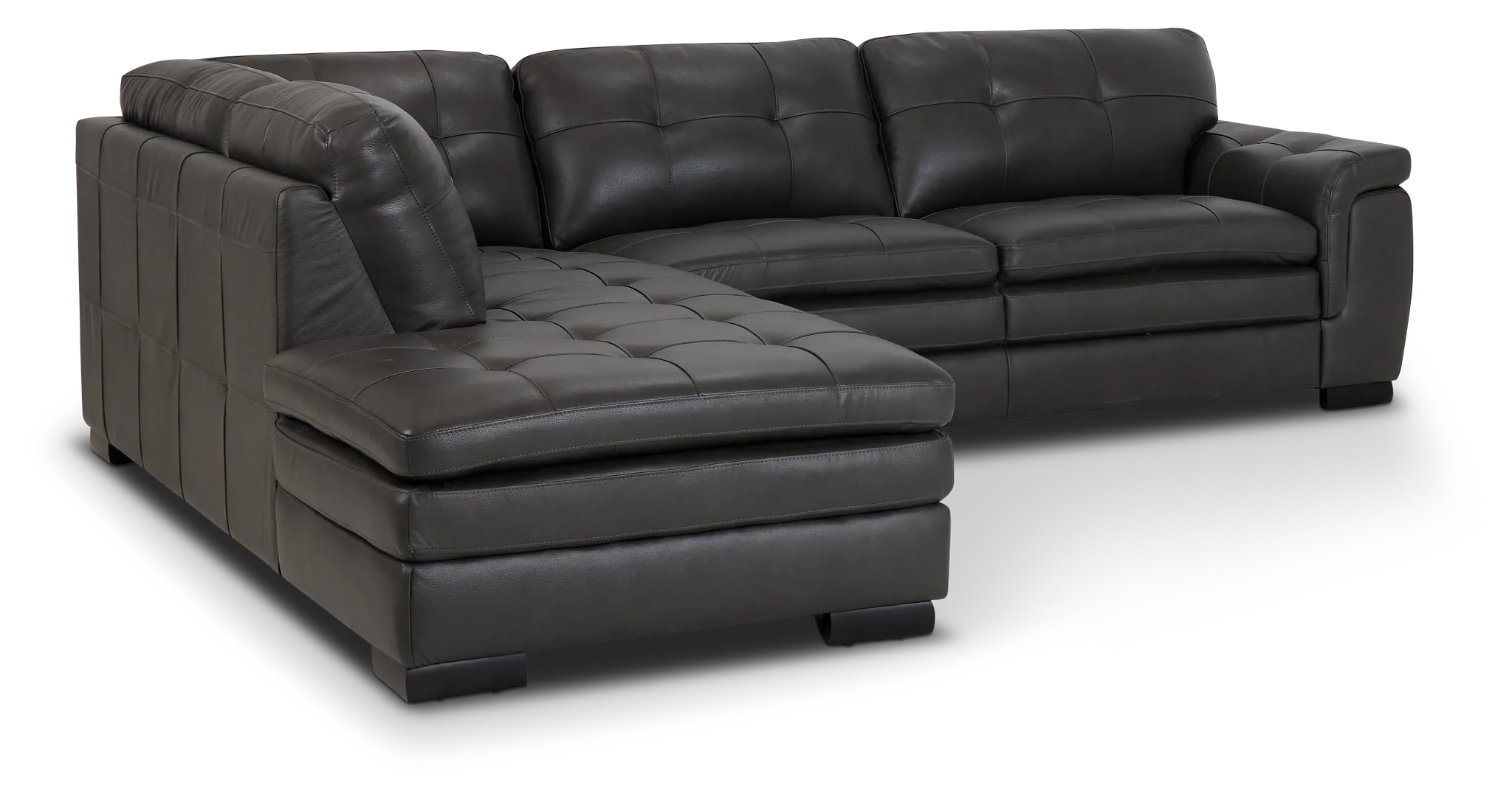 Braden Dark Gray Leather Small Left Bumper Sectional