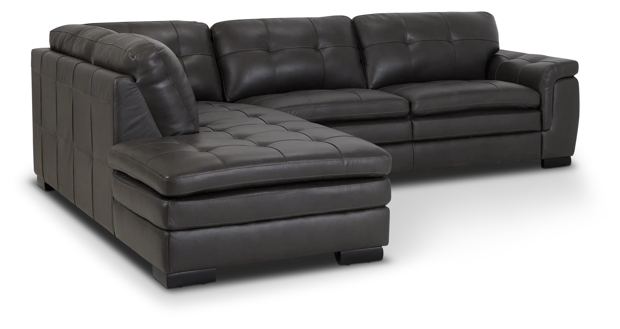 Braden Dark Gray Leather Small Left Bumper Sectional Braden Dark Gray Leather Small Left Bumper Sectional