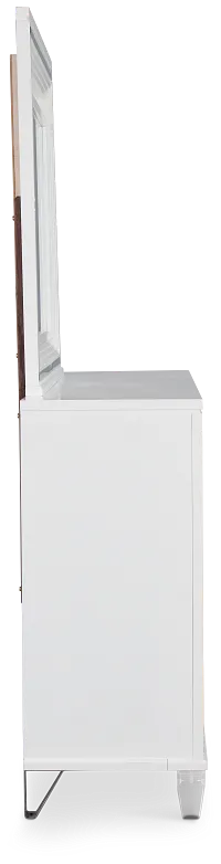 Vegas White Dresser & Mirror