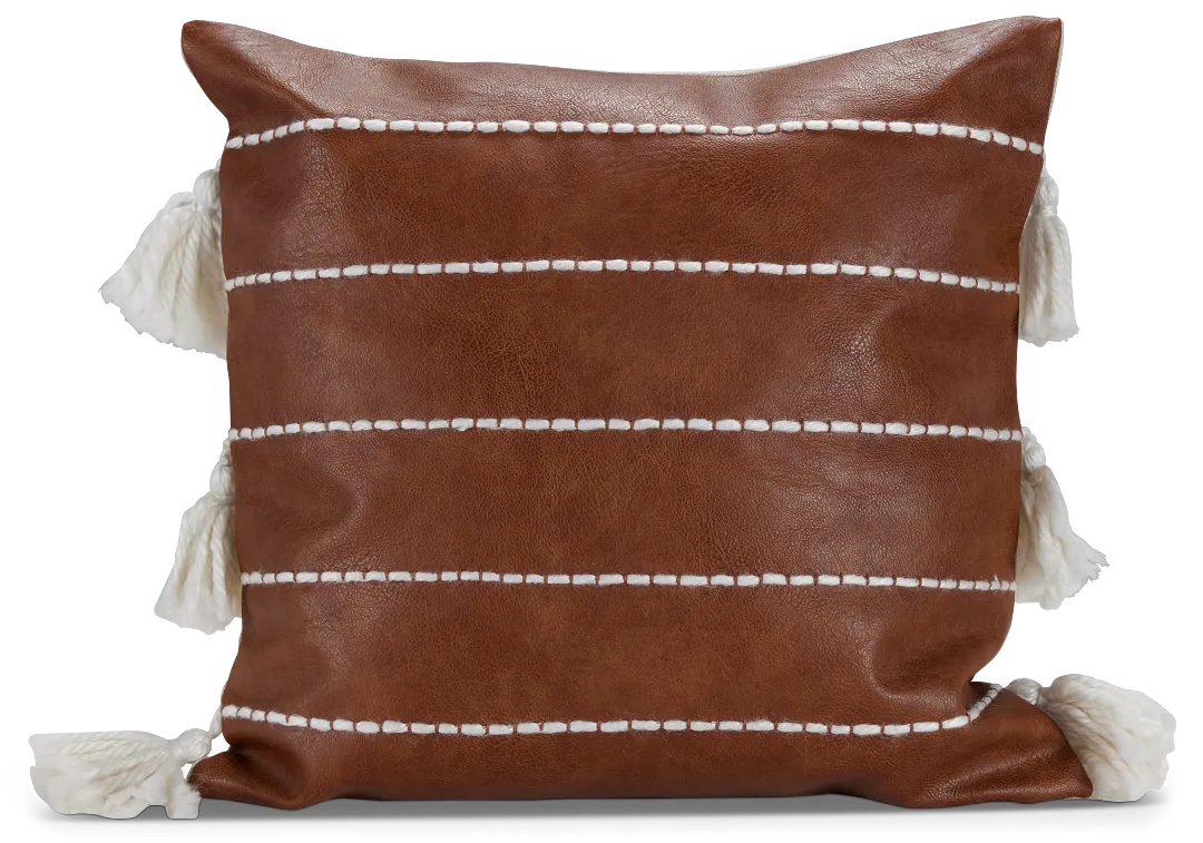 Georgi Brown Leather Accent Pillow