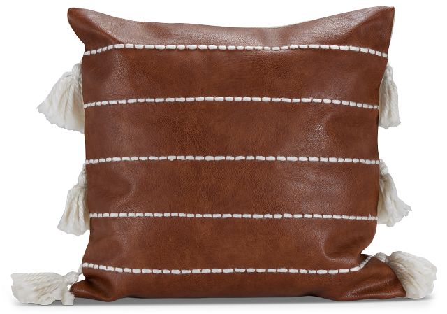 Georgi Brown Leather Accent Pillow