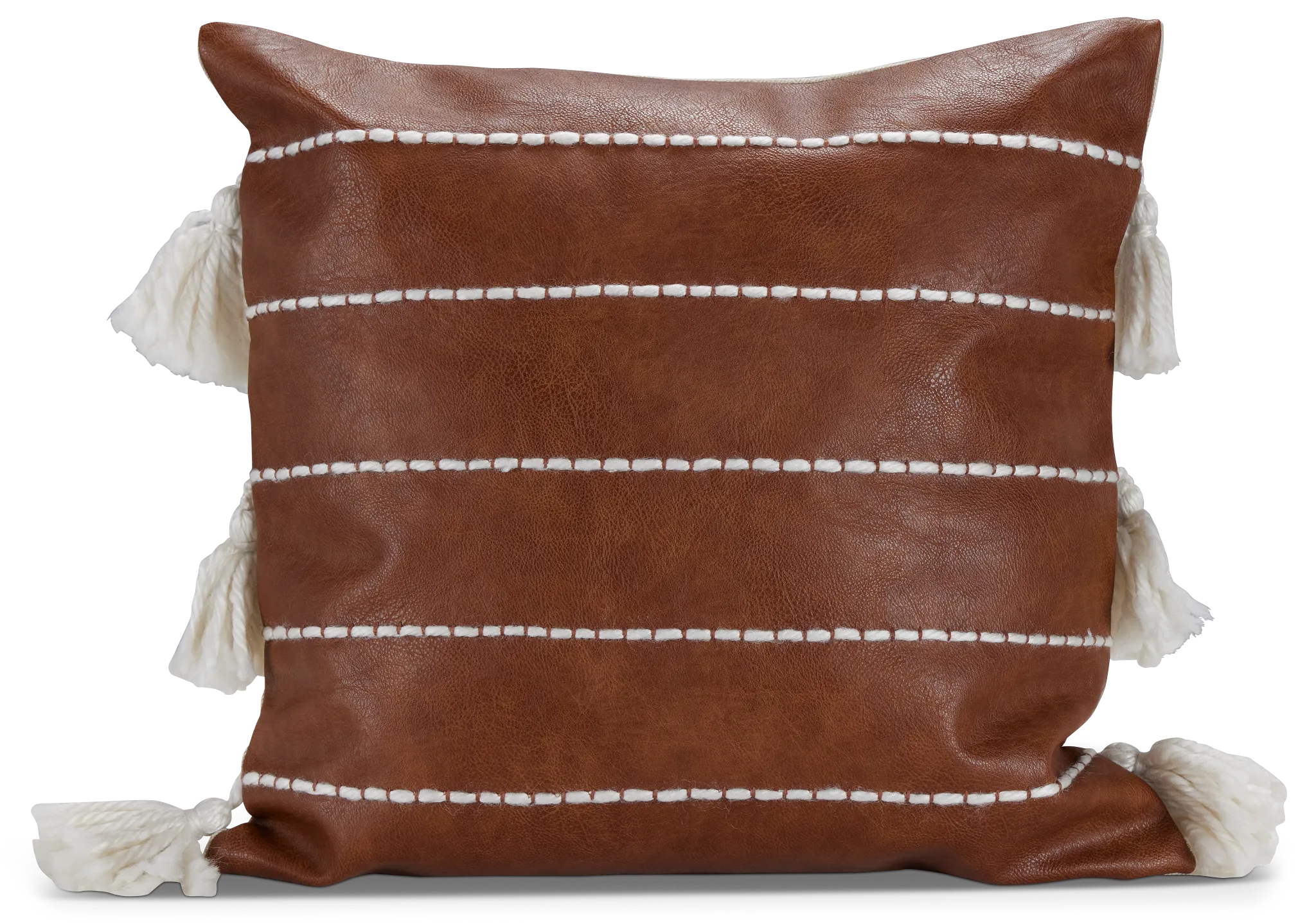 Georgi Brown Leather Accent Pillow