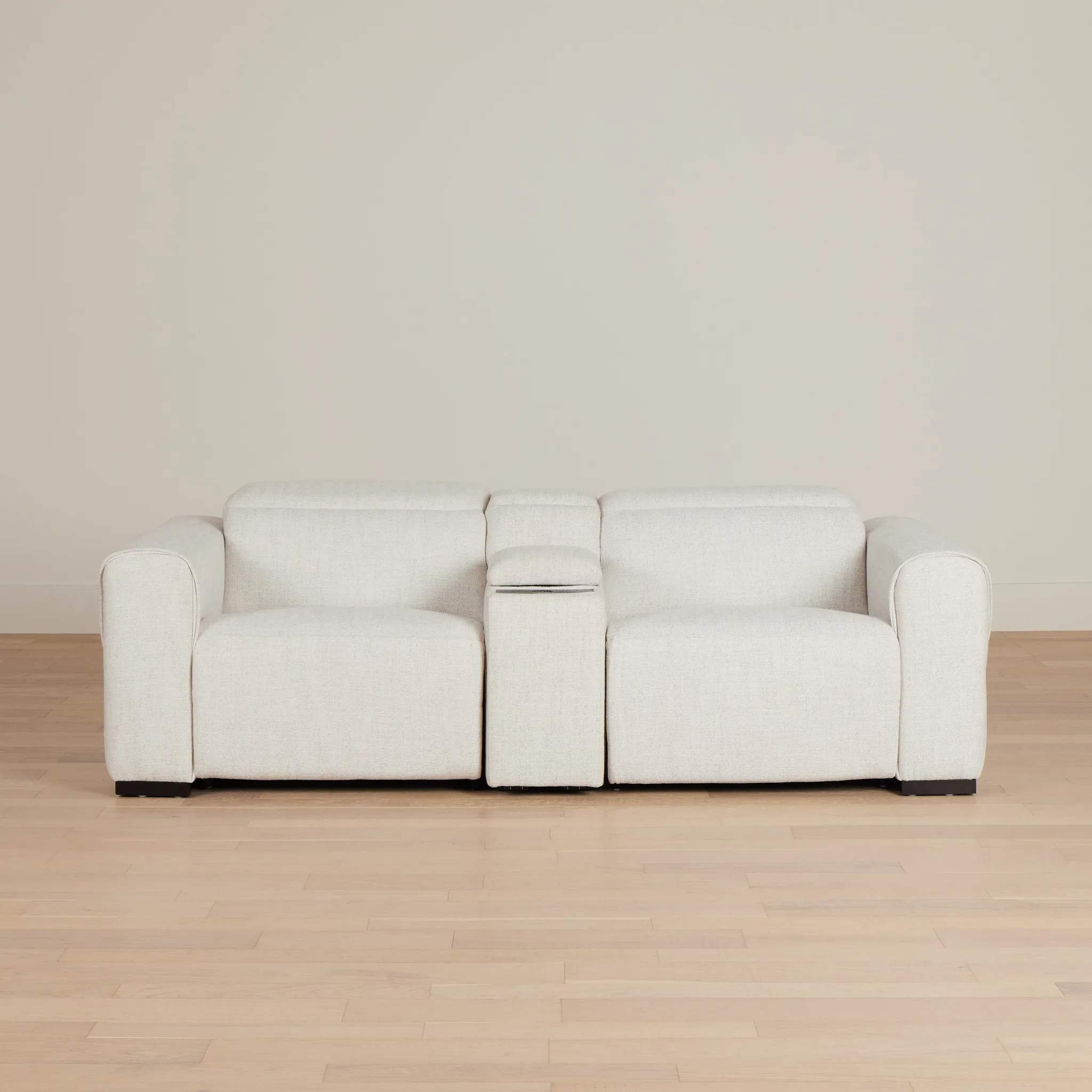 Ellis Light Beige Fabric Power Reclining Console Sofa