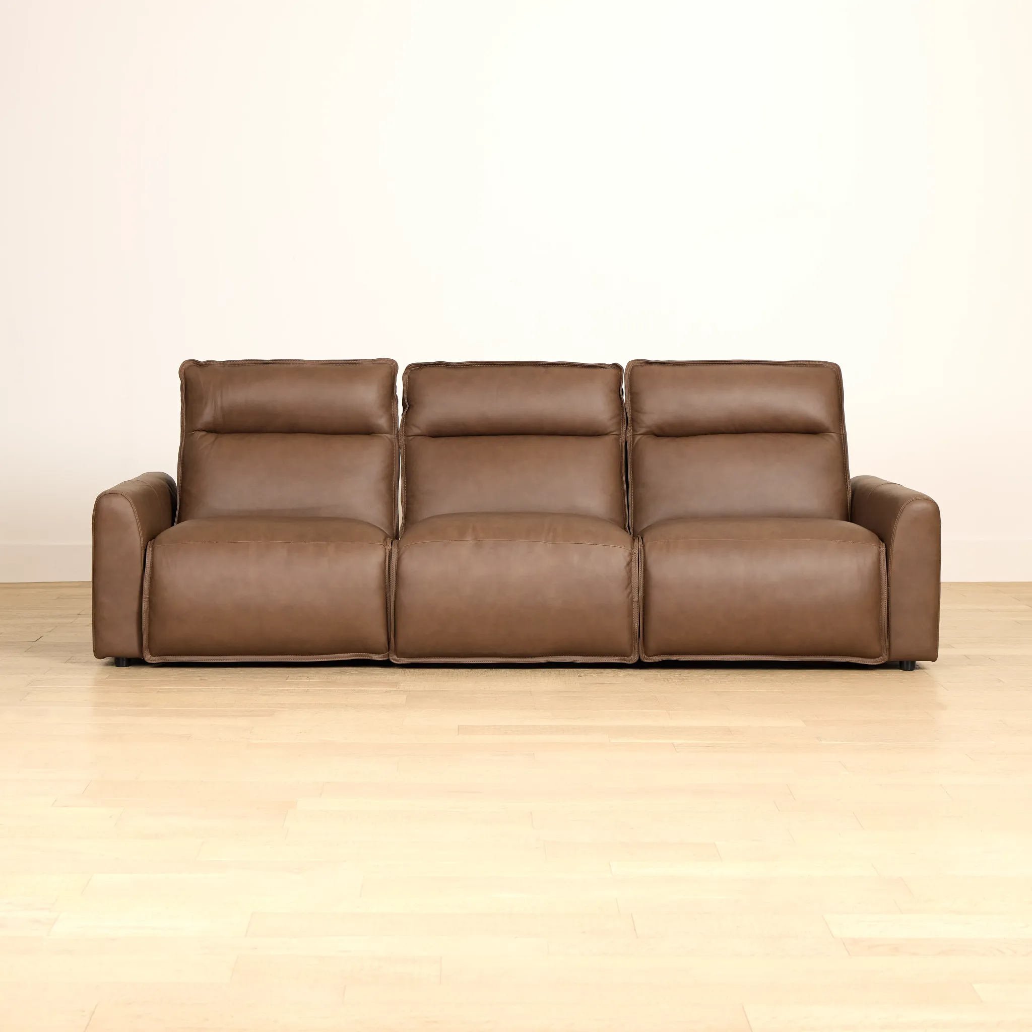 Edison Dark Brown Leather/Vinyl 3-piece Modular Power Sofa