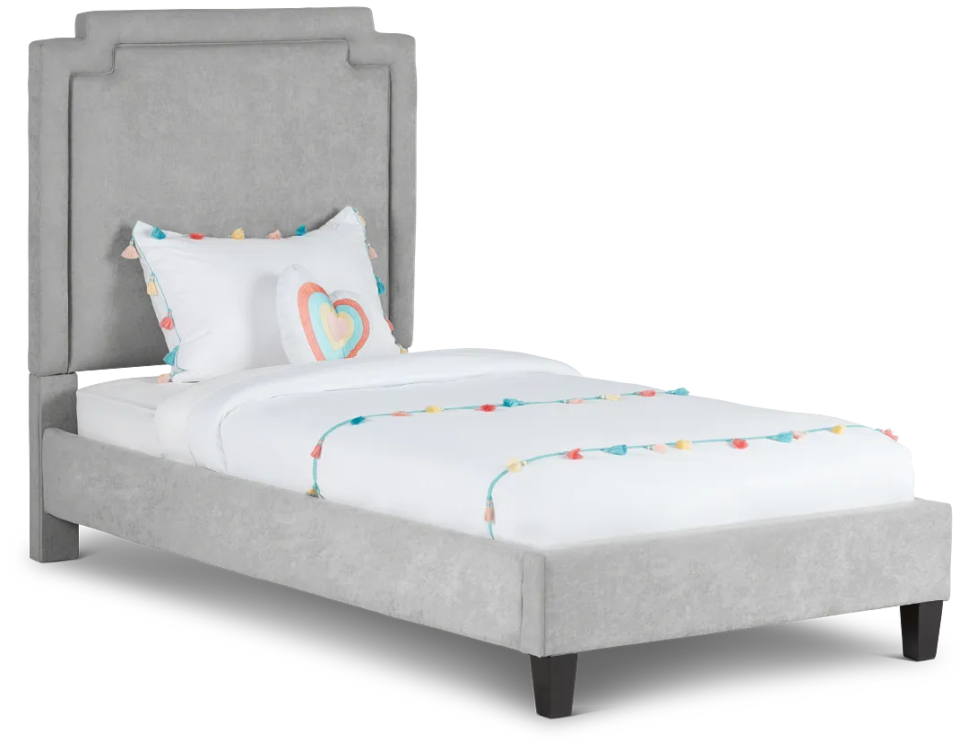Whitney Light Gray Uph Platform Bed