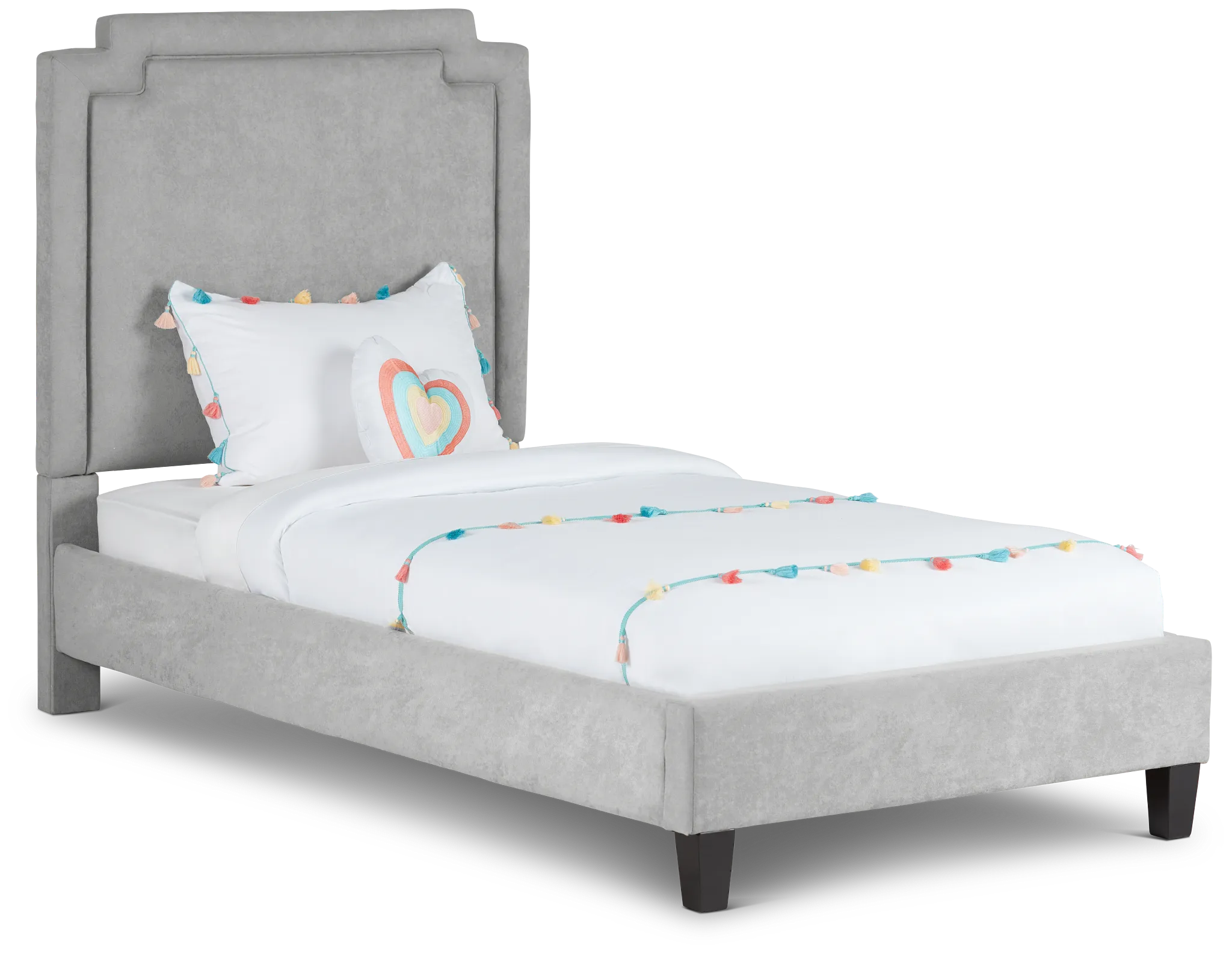 Whitney Light Gray Uph Platform Bed