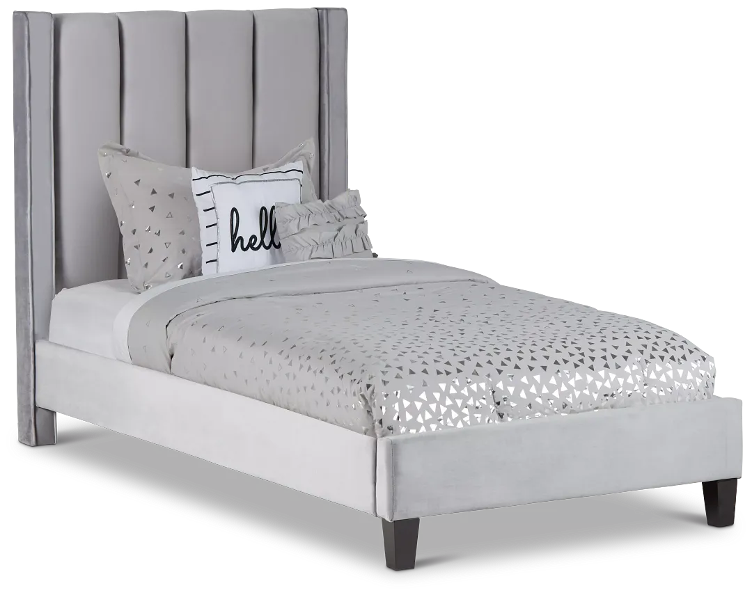 Audrey Dark Gray Velvet Platform Bed