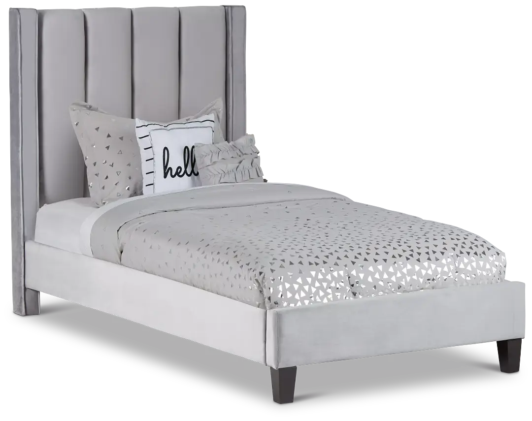 Audrey Dark Gray Velvet Platform Bed Audrey Dark Gray Velvet Platform Bed