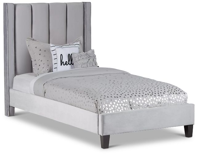 Audrey Dark Gray Velvet Platform Bed