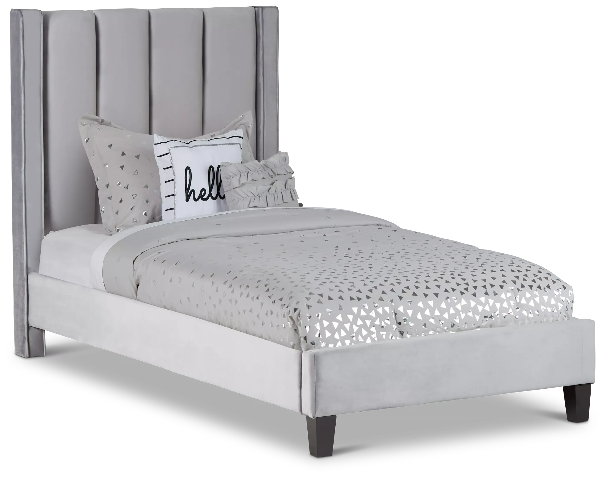 Audrey Dark Gray Velvet Platform Bed