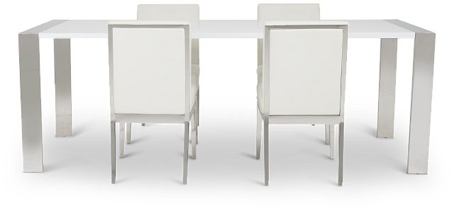Neo White Rect Table & 4 Metal Chairs (5)