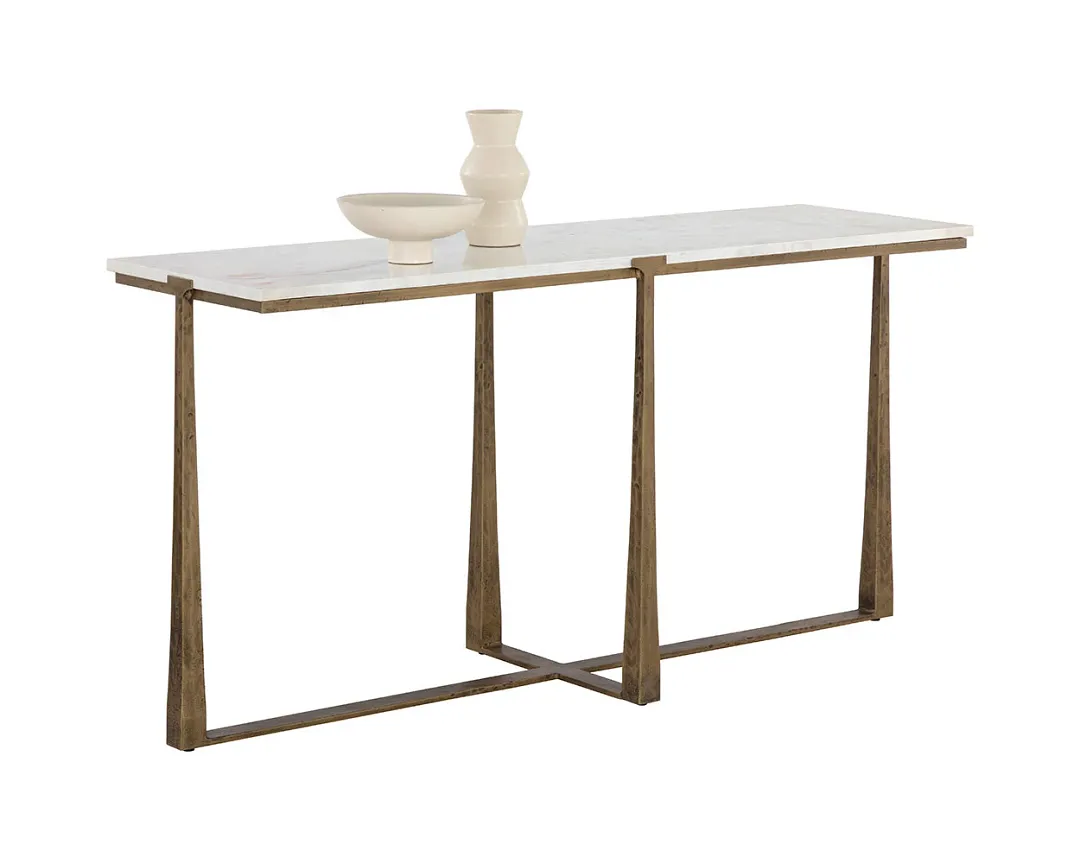 Cowart White Marble Console Table