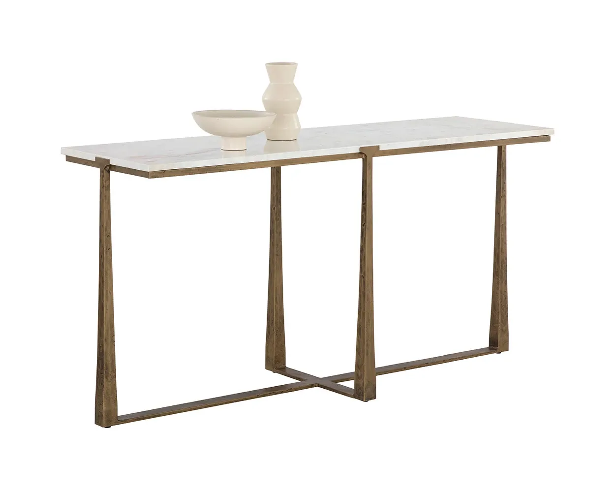 Cowart White Marble Console Table