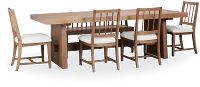 Provo Mid Tone Trestle Table, 4 White Chairs & Bench