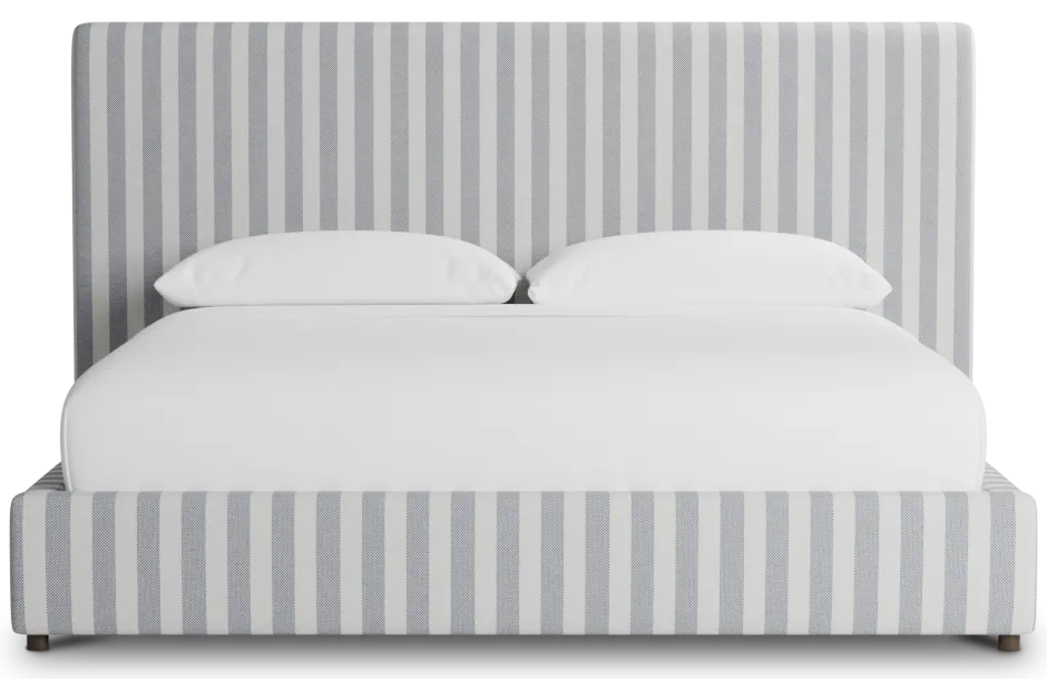 Grayton Sea Lane Dark Blue 54" Upholstered Platform Bed