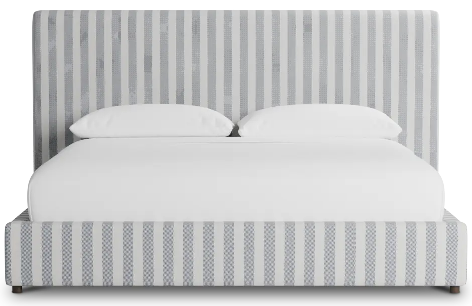 Grayton Sea Lane Dark Blue 54" Upholstered Platform Bed Grayton Sea Lane Dark Blue 54" Upholstered Platform Bed