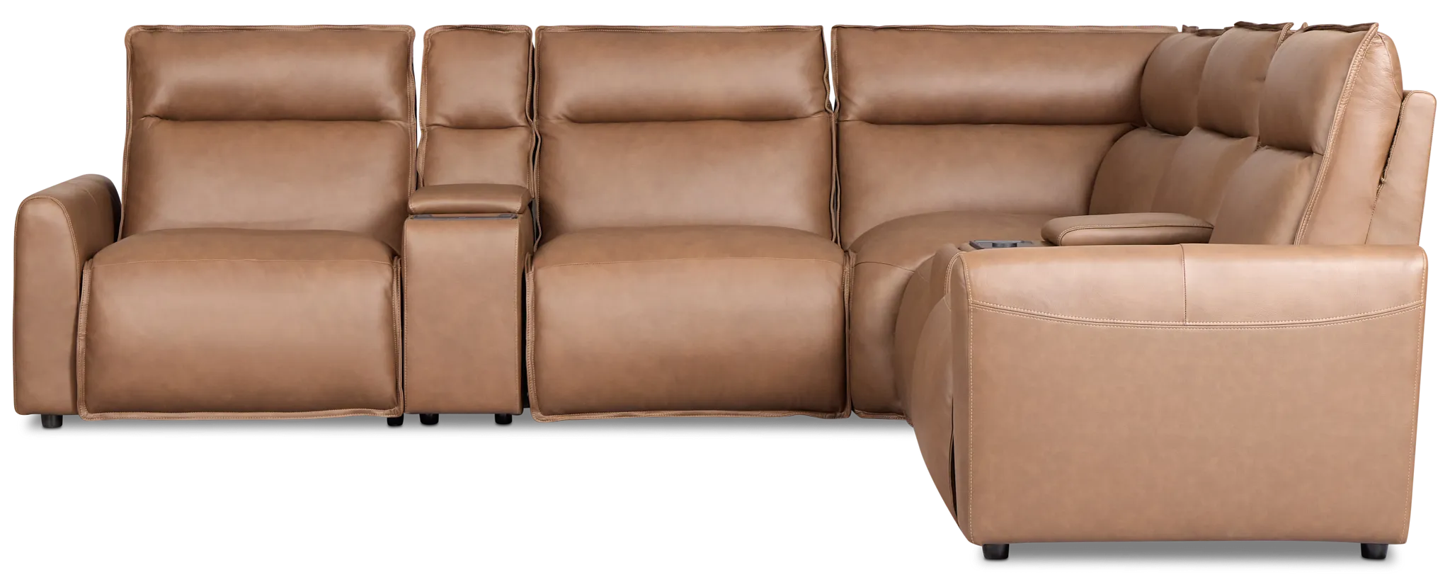 Edison Dark Brown Lthr/vinyl Large Dual Power Reclining Two-arm Sectional