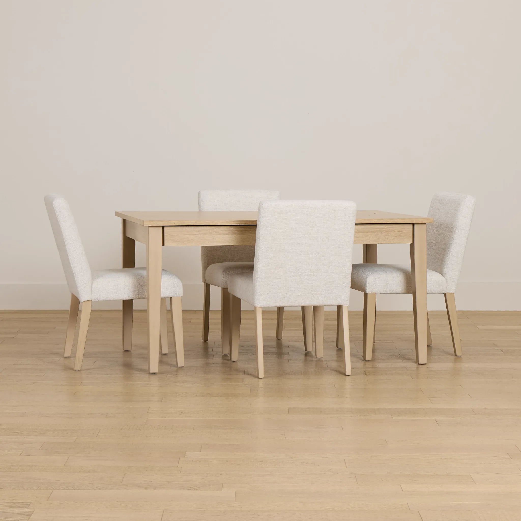 Layton Light Tone Storage Rectangular Table & 4 Upholstered Chairs