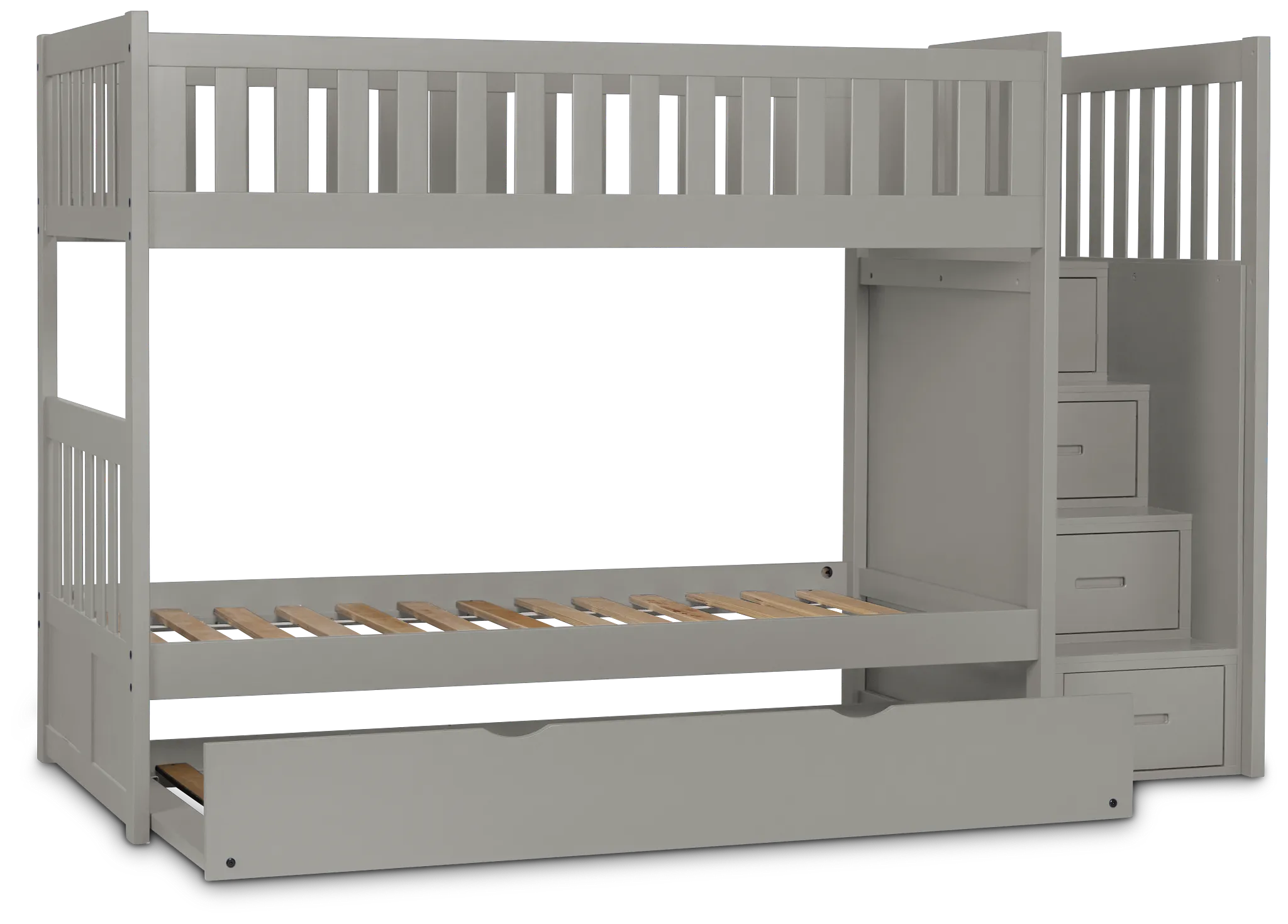 Charleston Gray Step Trundle Bunk Bed