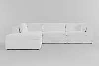 Destin Suave White Fabric 5pc Bumper Sectional